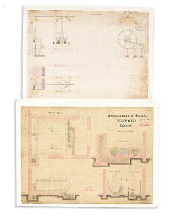 (GREAT WESTERN RAILWAY.) Archive of approximately 45 large nineteenth-century drawings and design schematics.